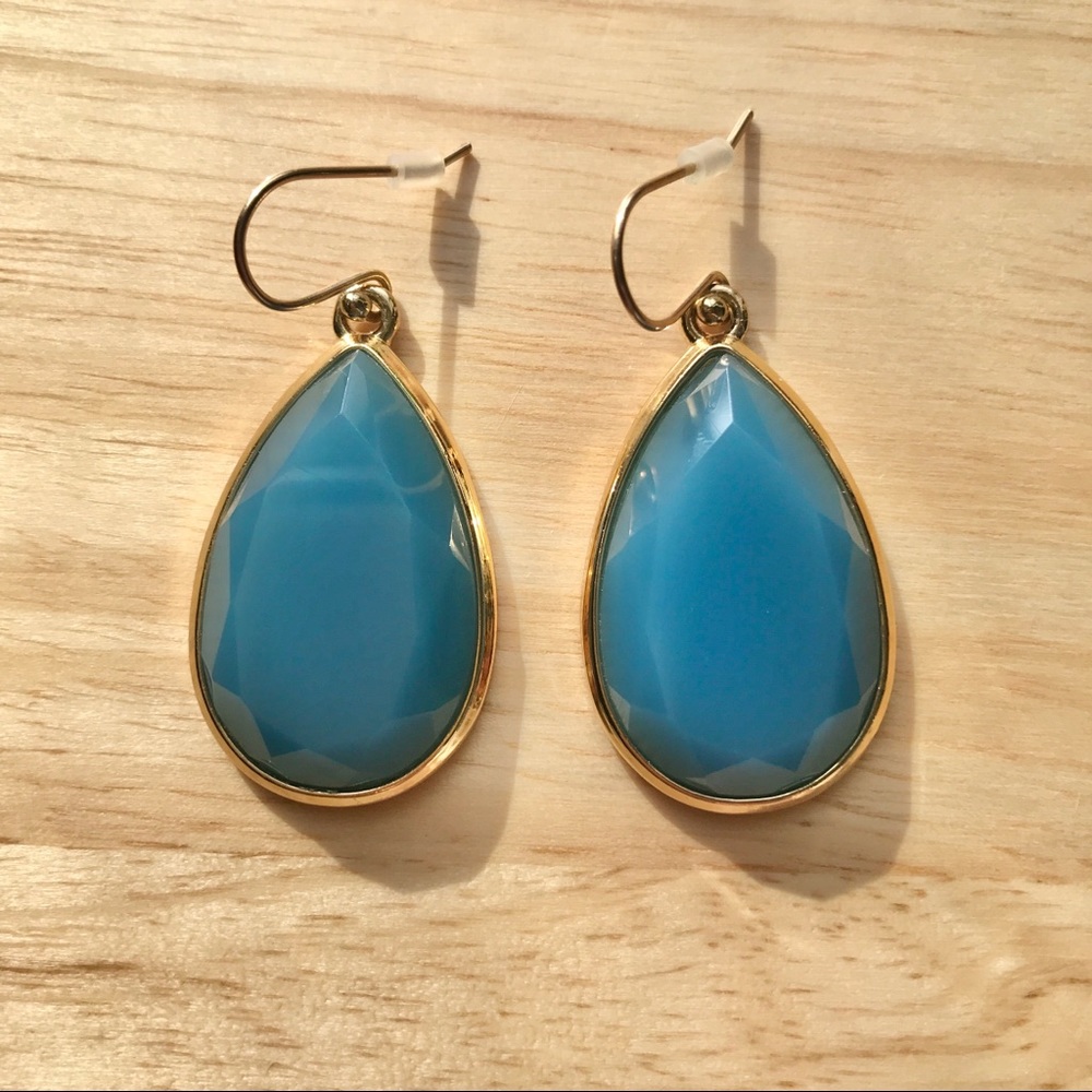 Blue & Gold Teardrop Earrings